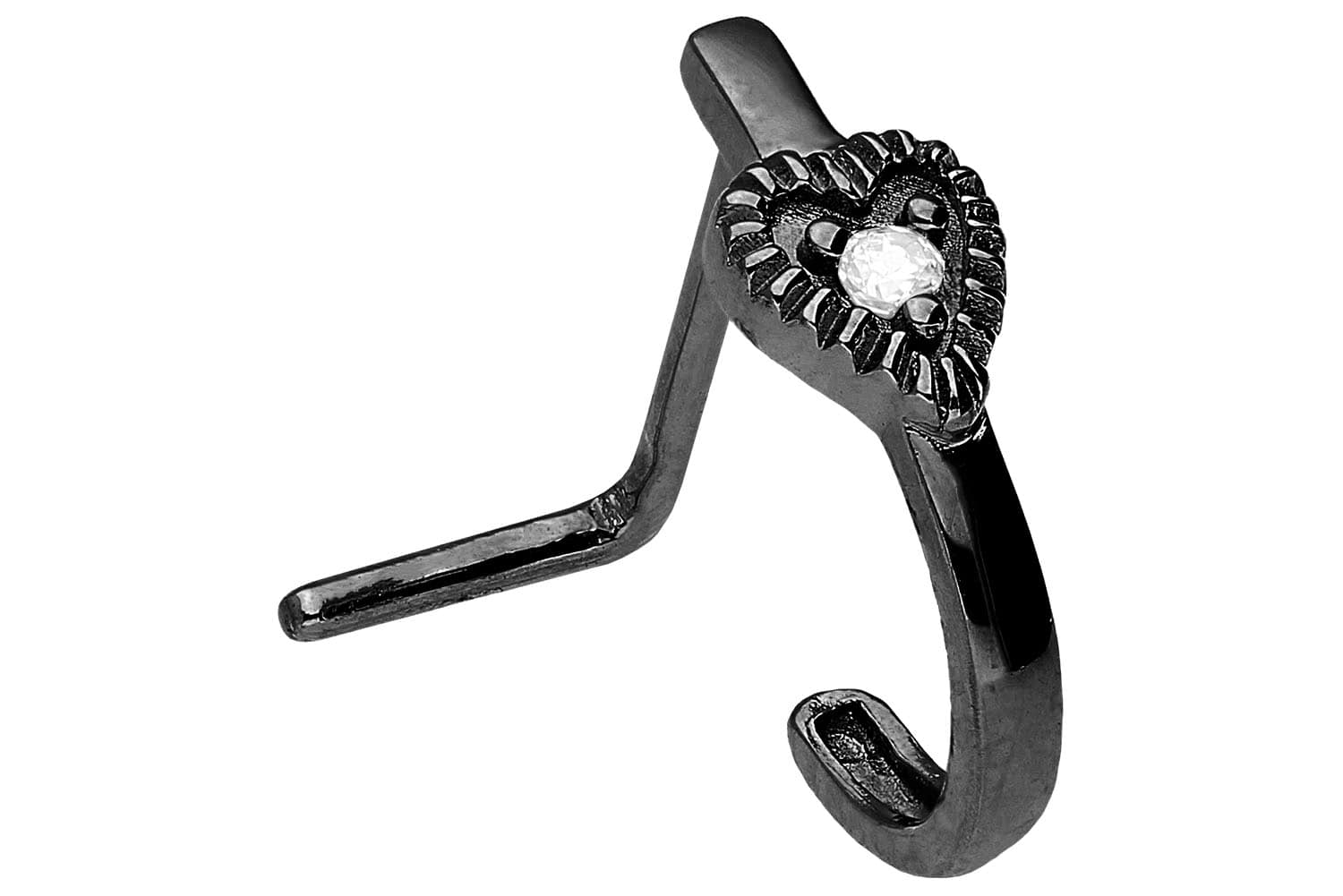 Chirurgenstahl Nasenstecker Nasenpiercing HERZ + KRISTALL ++SALE++